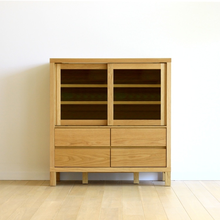 カノ カップボード  ロータイプ 85 (ホワイトオーク)