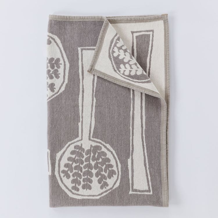 クリッパン シュニールコットン ハーフブランケット(フォレストスプーン 　グレージュ/ブルー)