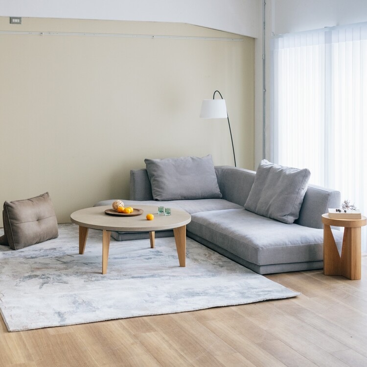 【Quick Delivery対象商品】ノンベ ラウンドこたつテーブル モルタル天板(直径90cm / ベージュ)