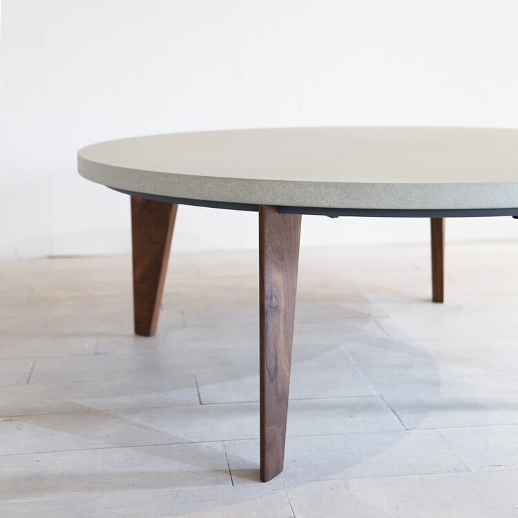 【Quick Delivery対象商品】ノンベ ラウンドこたつテーブル モルタル天板(直径100cm / ライトグレー)