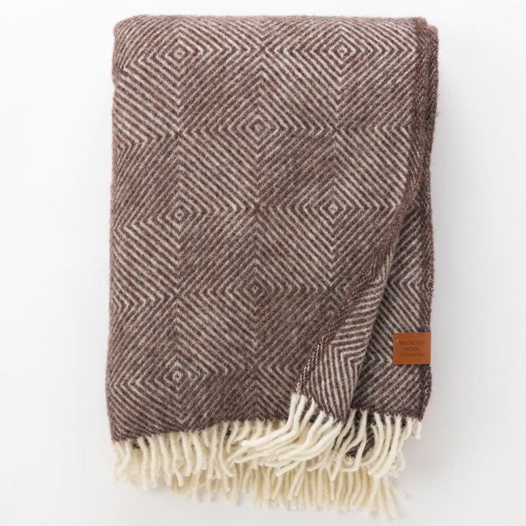 クリッパン リサイクルウールスロー グースアイ(ブラウン)