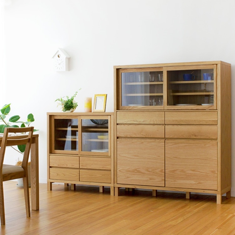 カノ カップボード  ロータイプ 85 (ホワイトオーク)