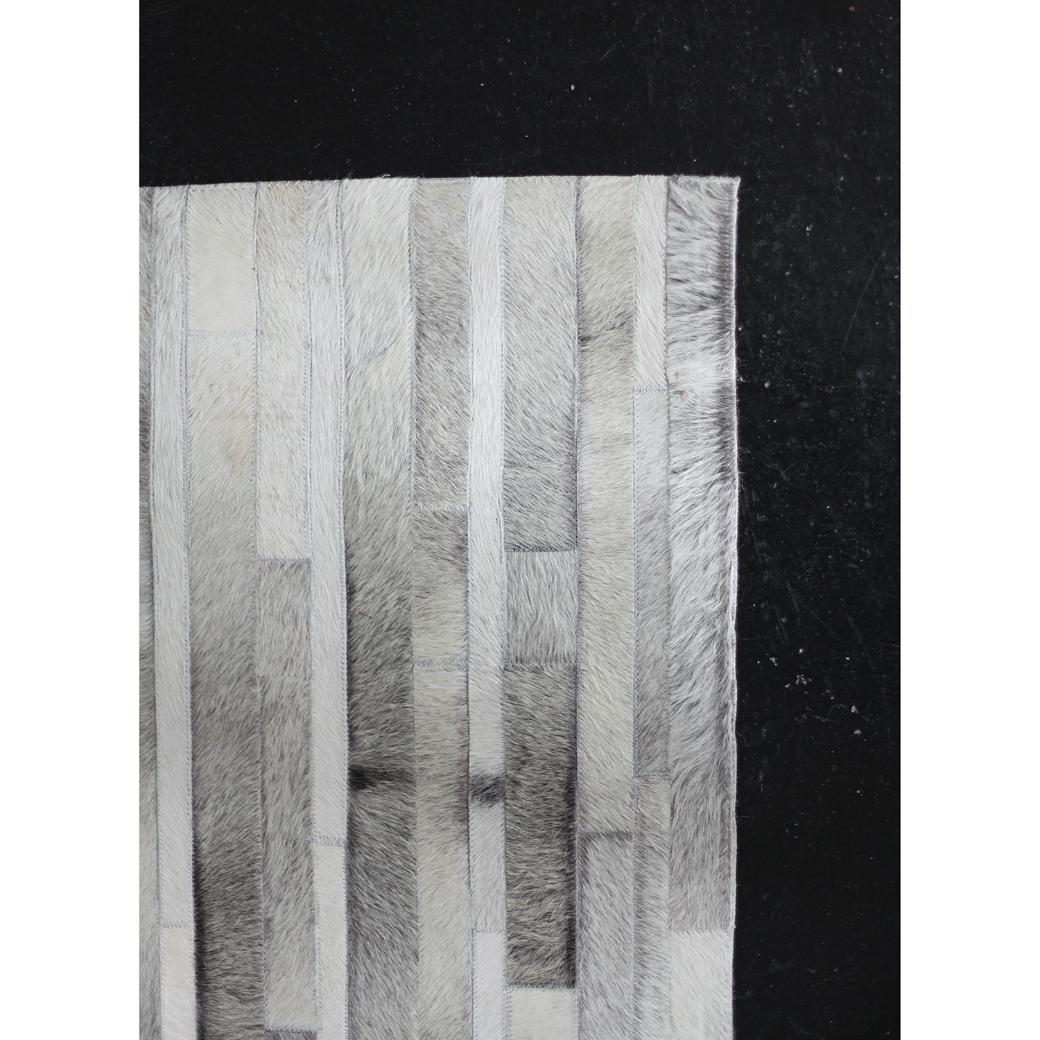 パッチワーク ラグ(ストライプ/グレー)