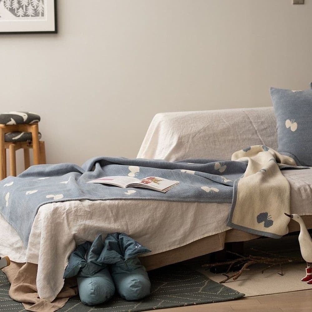 クリッパン シュニールコットン ハーフブランケット(CHOUCHO / ブルー)