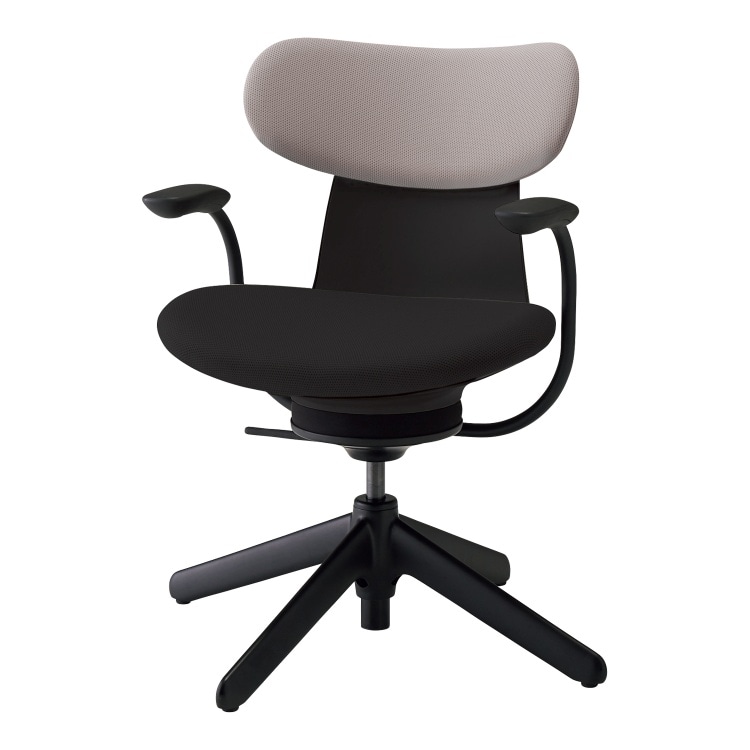 ingLIFE チェア(背クッションタイプ / 背座別色（背：グレージュ）肘あり)