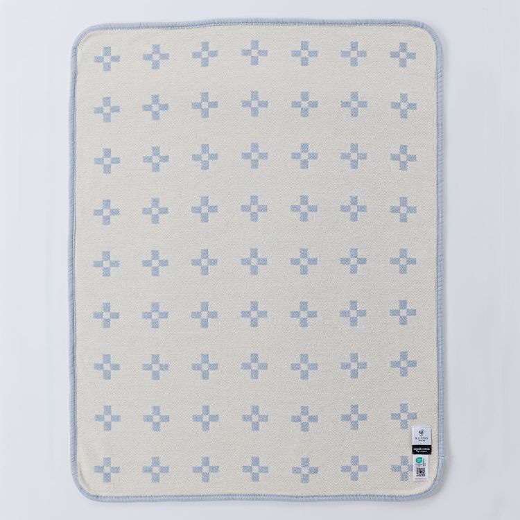 クリッパン シュニールコットン ミニブランケット(シャーンスンド　エクリュ/ライトブルー)
