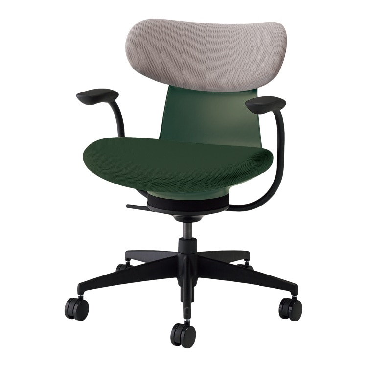 ingLIFE チェア(背クッションタイプ / 背座別色（背：グレージュ）肘あり)