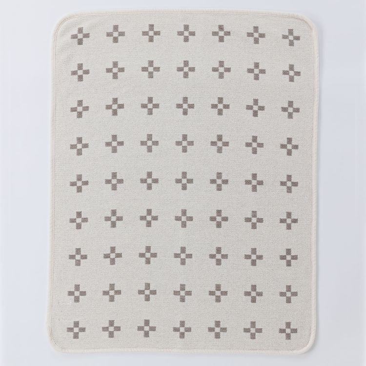 クリッパン シュニールコットン ミニブランケット(シャーンスンド　エクリュ/ライトブルー)