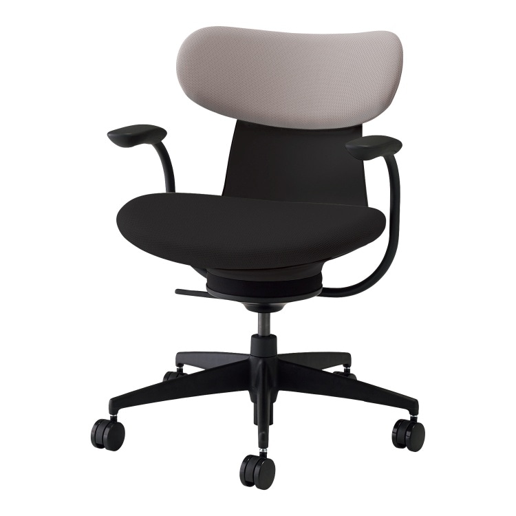 ingLIFE チェア(背クッションタイプ / 背座別色（背：グレージュ）肘あり)