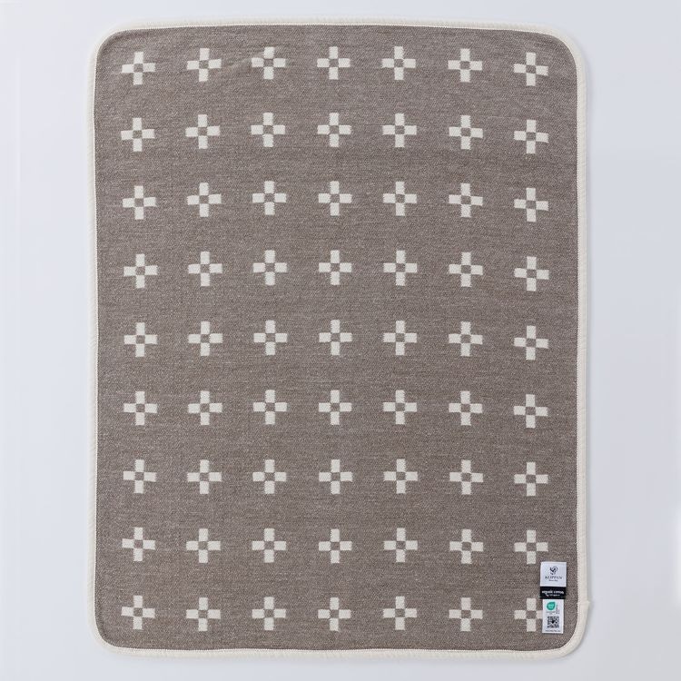 クリッパン シュニールコットン ミニブランケット(シャーンスンド　エクリュ/ライトブルー)