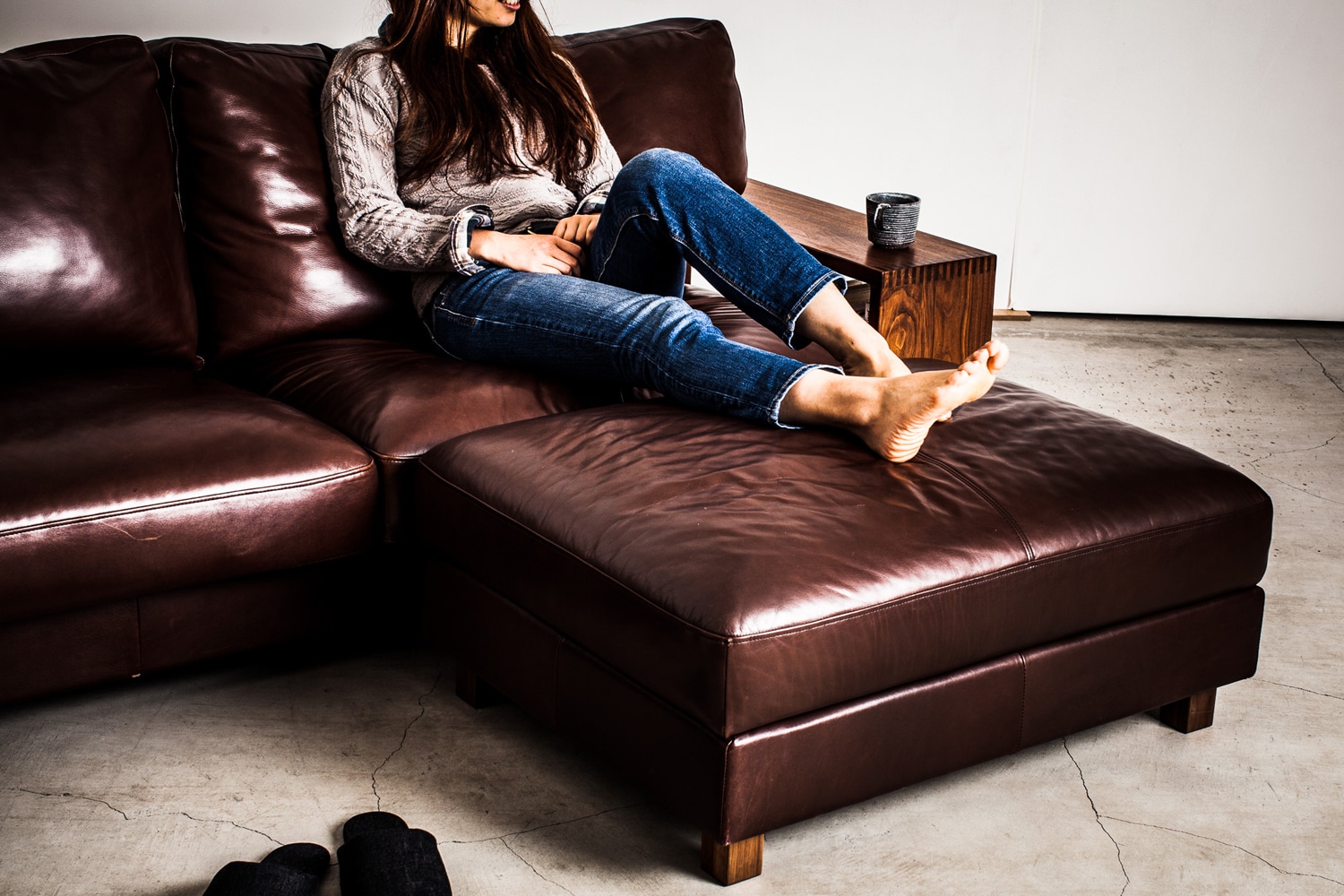 ロバン ソファ(オーク無垢材／レザー張地)