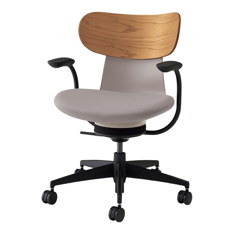 ingLIFE チェア(背合板ミディアムアッシュ　肘あり)