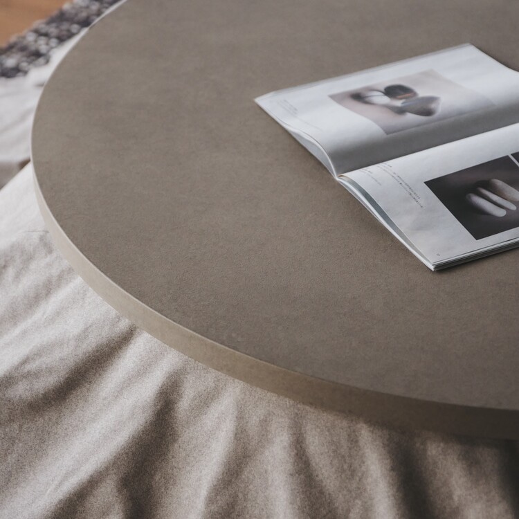 【Quick Delivery対象商品】ノンベ ラウンドこたつテーブル モルタル天板(直径100cm / ベージュ)