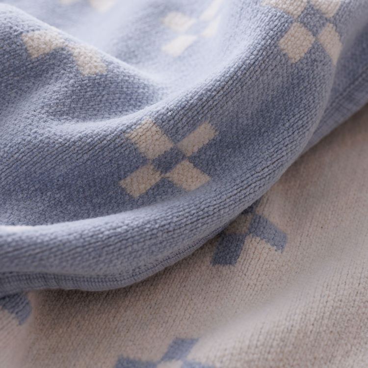 クリッパン シュニールコットン ミニブランケット(シャーンスンド　エクリュ/ライトブルー)