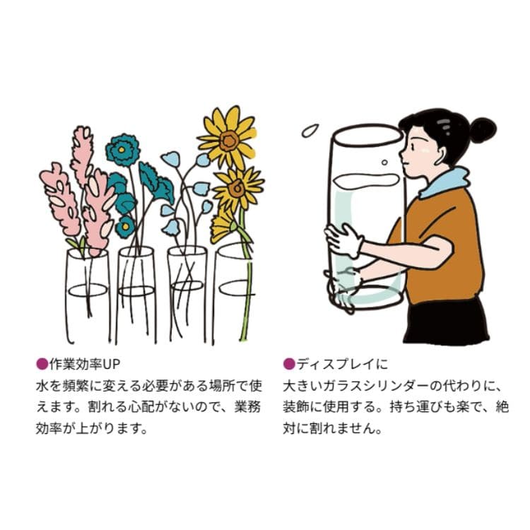 割れない花瓶／PVシリンダー(グレー)