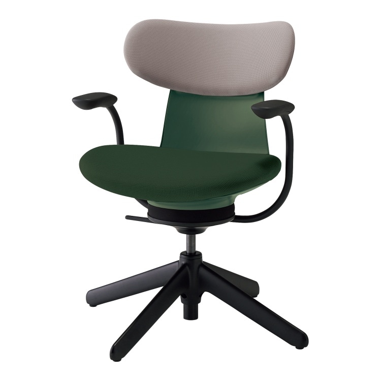 ingLIFE チェア(背クッションタイプ / 背座別色（背：グレージュ）肘あり)