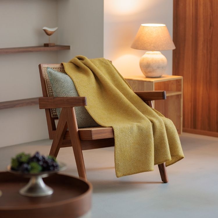 KLIPPAN/クリッパン リサイクルウール ハーフスロー グースアイ MIDI(イエロー)