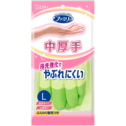 ファミリー ビニール中厚手 指先強化 Ｌ グリーン