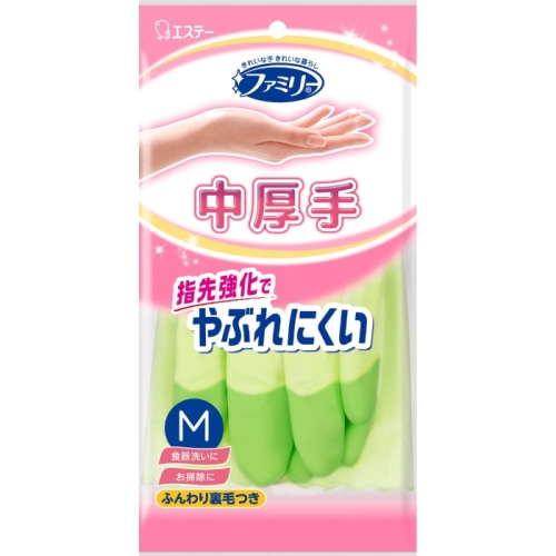 ファミリー ビニール中厚手 指先強化 Ｍ グリーン