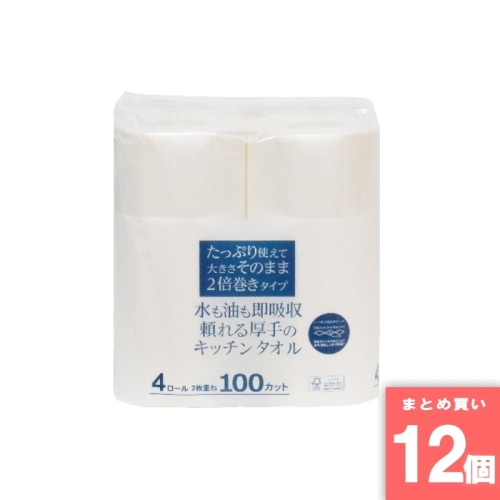 [取寄10][まとめ買い]【12個セット】キッチンタオル4ロール100カット [4589458485608]