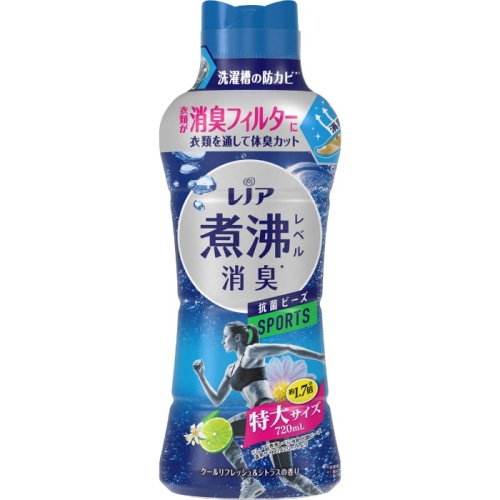 レノア煮沸レベル消臭抗菌ビーズ スポーツ クールリフレッシュ&シトラスの香り 本体特大 720ml