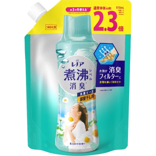 レノア煮沸レベル消臭抗菌ビーズ部屋干し 花とおひさまの香り つめかえ用特大 970ml