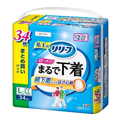 [取寄10]リリーフパンツタイプまるで下着2回分L34枚 [1個][4901301440013]