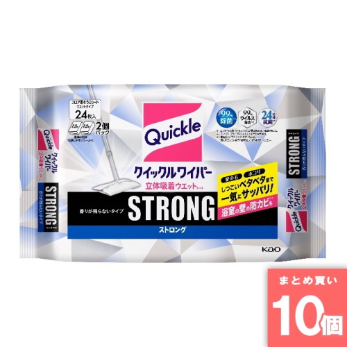 [取寄10][まとめ買い]【10個セット】クイックルワイパー 立体吸着ウエットシート ストロング 香りが残らない [4901301370549]