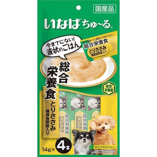 いなばペットフード ちゅーる総合栄養食ささみ緑黄色野菜入り [14g×4本]