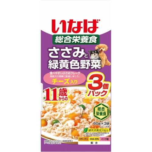 いなばペットフード いなば ささみと緑黄色野菜 11歳からのチーズ入り 180g