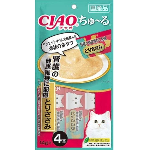 いなばペットフード チャオ ちゅ～る 腎臓の健康維持に配慮 とりささみ 14g×4本