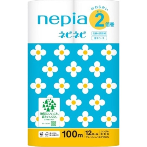 ネピア ネピネピトイレットロール 2倍巻き 100m 12ロール S 6入