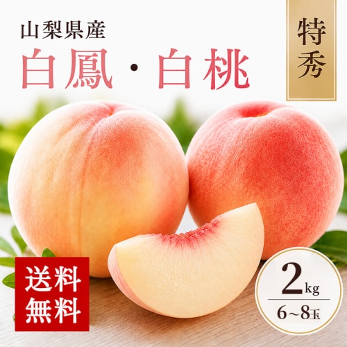 [予約直送]山梨県産 もも 特秀 白鳳・白桃等 約2kg 6～8玉 【綿半お中元】【7月より順次発送】【配送指定日不可】