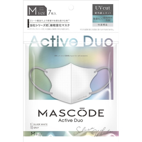 マスコード 3Dマスク アクティブ デュオ M シルバーホワイト 7枚