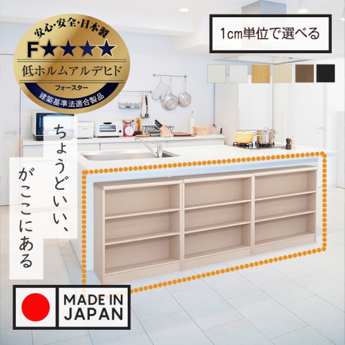 隙間収納棚 日本製 カウンター下 高さ80cm (幅45～70cm、奥行19cm～31cm)