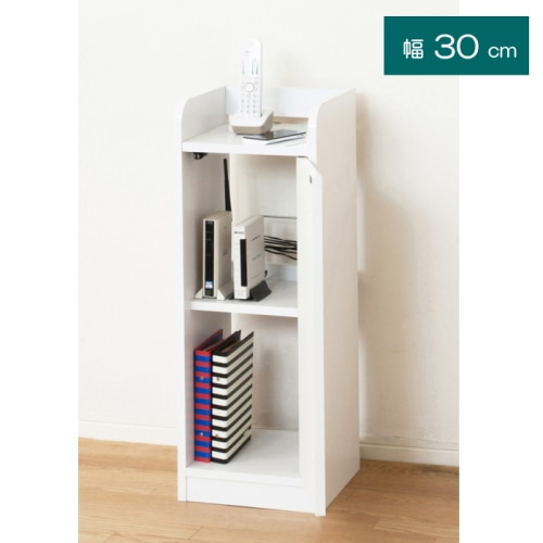 鏡面モデム収納ラック スリム 21329 ホワイト (本州四国九州限定)