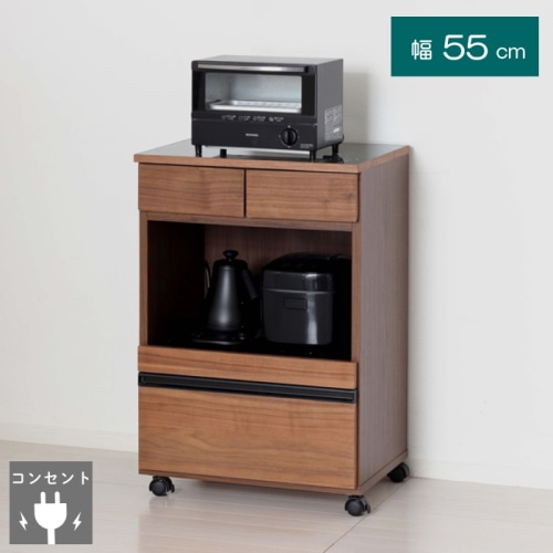 コンパクトレンジワゴン 2口コンセント付 23737 ブラウン (本州四国九州限定)