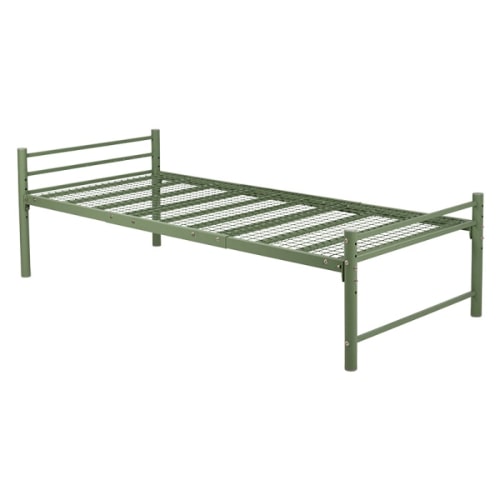 [直送5]新生活のスタートに！ 敷布団対応 四段階の高さ調節 大容量収納スペース 耐荷重120kg おしゃれなロングベッド シングルサイズKH-3961M-GRオリーブグリーン