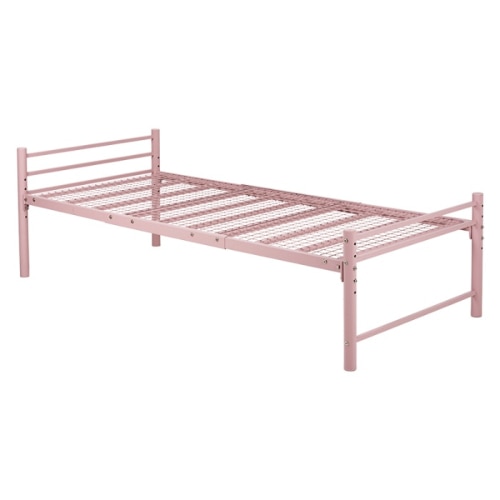 [直送5]新生活のスタートに！ 敷布団対応 四段階の高さ調節 大容量収納スペース 耐荷重120kg おしゃれなロングベッド シングルサイズKH-3961M-PIスモーキーピンク