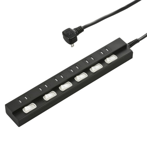 6口1m節電タップTPK黒 HS-TPK61PBT-K ブラック