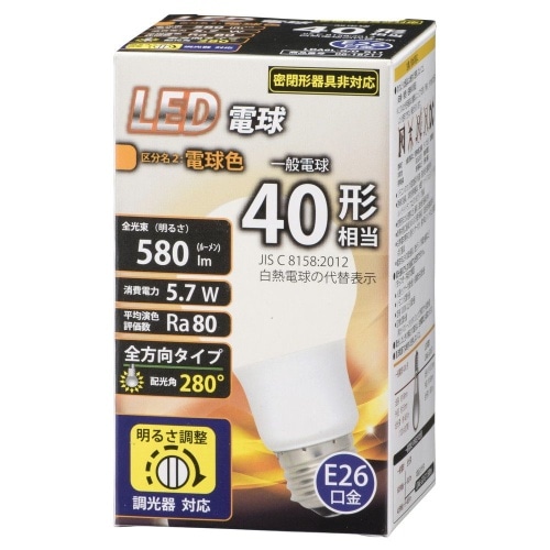 [取寄10]LED電球40形相当全方向調光器対応電球色 LDA6L-G/D G11 ホワイト [4971275618718]