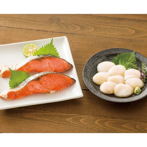 [冷凍][直送商品]佐藤水産 紅鮭切身・ホタテ貝柱 (1274-028)