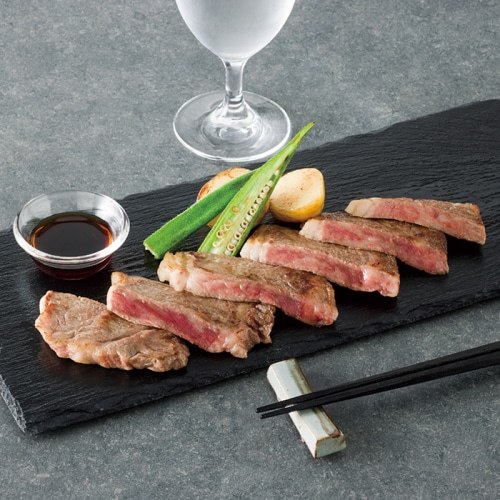 [冷凍][直送商品]萬野和牛 萬野和牛サーロインテーキ2枚＆だし醤油セット (1281-011)