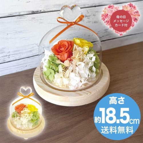 [直送商品]母の日 5/8-10お届け スープ ハートガラスドーム オレンジ 【配送指定日不可】 (1853-646)