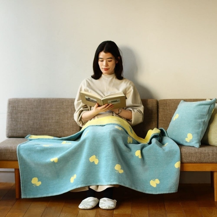 クリッパン シュニールコットン ハーフブランケット(CHOUCHO / ブルーイエロー)